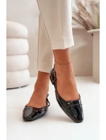 Lakované Baletky Na Nízkém Podpatku S Otevřenou Patou Černé Kairael