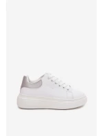 Dámské tenisky na platformě Big Star – bílo-stříbrné