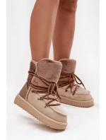 Dámské sněhule D.Franklin s kožešinou – béžové