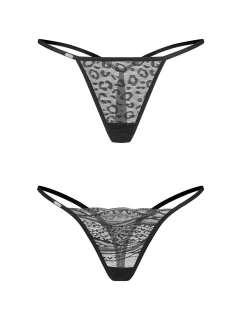 Dámská sexy tanga Clara 2-Pack černé - Obsessive