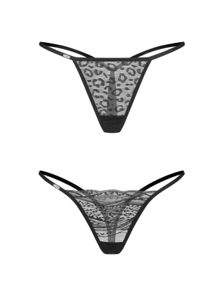 Dámská sexy tanga Clara 2-Pack černé - Obsessive