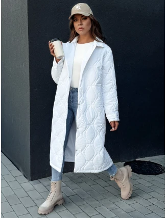 Dámský prošívaný dlouhý kabát TRENDIFY bílý FashionStreet TY4380