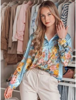 Dámská květovaná košile oversize BLOSSIVA modrá FashionStreet DY0466
