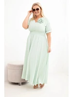 Dámské šaty Plus Size s výstřihem do V a nařaseným pasem mintová