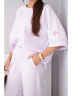 Dámský máslový komplet z viskózy mikina a široké kalhoty světle fialový