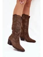 Semišové Dámské Kopytové Boty Na Podpatku Hnědé Karira Semišové Dámské Kopytové Boty Na Podpatku Hnědé Karira