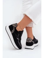 Dámské semišové tenisky Big Star HI-POLY SYSTEM – černé s panterkovým vzorem