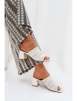 Dámské Pantofle S Pletením Na Podpatku Bílé Ciariloria