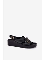 Kožené Dámské Sandály Na Klínku S.Barski KV51-031 Černé