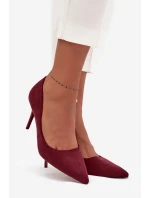 Dámské lodičky s eko semišem bordové Elvessa