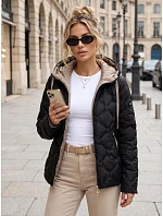 Dámská prošívaná přechodová bunda s kapucí, černá, FashionStreet TY5886 Dámská prošívaná přechodová bunda s kapucí, černá, FashionStreet TY5886