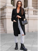 Dlouhý dámský oversize kardigan s kapsami, černý, FashionStreet MY2583 Dlouhý dámský oversize kardigan s kapsami, černý, FashionStreet MY2583