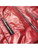 Lehká dámská zimní metalická buda ve vínové bordó barvě (721art)