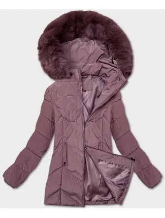 Fialová dámská zimní plus size bunda s kapucí S'west (B8300-71)