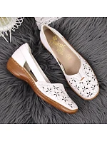 Rieker W RKR442B bílá ažurová kožená polobotka