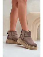 Kožené Semišové Sněhule Na Platformě A Klínu Hnědé Maciejka 06769-02 Tmavě hnědé Kožené Semišové Sněhule Na Platformě A Klínu Hnědé Maciejka 06769-02 Tmavě hnědé