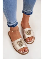 Dámské sandály na plochém podpatku s ozdobným detailem KV51-007 zlaté