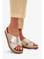 Kožené Dámské Sandály Na Platformě Maciejka L4986-37 Béžovo-Zlaté