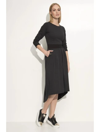 Dámské volnočasové šaty s volnou sukní grafitové - Šedá / 3XL - Makadamia Dámské volnočasové šaty s volnou sukní grafitové - Šedá / 3XL - Makadamia
