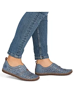 Dámská kožená prolamovaná modrá polobotka Rieker M2852-12