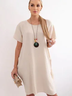 Šaty s kapsami a přívěskem tmavě béžová