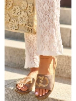 Dámské Ploché Žabky S Cekulemi S.Barski KV27-052 Hnědé