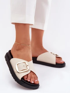 Dámské sandály na platformě se zlatou sponou béžové Jovira