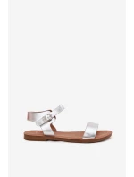 Dámské Sandály Na Plochém Podpatku Eko Kůže Stříbrné Kivara