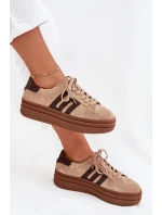 Dámské sneakersy na platformě z přírodní semiše béžové Eldira