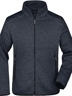 Daiber JN 762 Pánská pletená fleecová bunda 02.0762 dark grey melange/silver