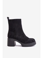 Eko semišové dámské boty na podpatku zateplené černé Meriluna Eko semišové dámské boty na podpatku zateplené černé Meriluna