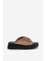 Dámské semišové sandály s přezkou na platformě béžové Zazoo 3019 Dámské semišové sandály s přezkou na platformě béžové Zazoo 3019