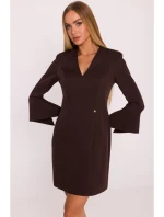 M876 Šaty s širokými manžetami - hnědé