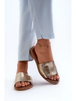 Zazoo Elegantní dámské kožené pantofle zlaté