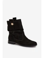 Dámské kotníkové boty ve stylu kovbojek na podpatku S.Barski – béžové