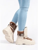 Moderní hnědé dámské  sněhule platforma