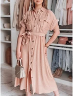 SUNNI LOVE růžové lněné maxi šaty FashionStreet EY2609