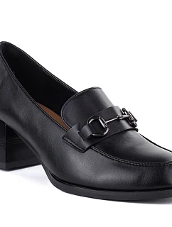 Dámské kožené boty na podpatku lord black Vinceza 18116