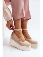 Dámské espadrilky na klínové podrážce světle béžové Malla