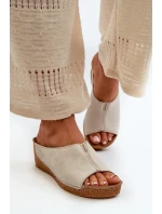 Pohodlné Dámské Sandály Na Klinu Inblu NG000002 Béžové Pohodlné Dámské Sandály Na Klinu Inblu NG000002 Béžové