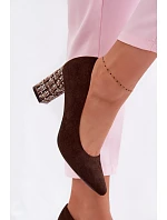 Lodičky z eko semiše na ozdobném sloupku Sergio Leone PB414 Hnědé