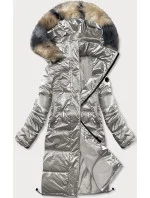 Stříbrná lesklá dámská zimní bunda (m1590-3ams)
