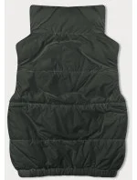Krátká dámská péřová vesta v army barvě se stojáčkem (16M9092-136) Krátká dámská péřová vesta v army barvě se stojáčkem (16M9092-136)