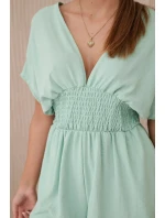 Kombinéza s volánky v pase tmavá máta