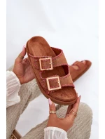 Dámské Sandały S Přezkami A Dekorativním Švem Hnědé Visley