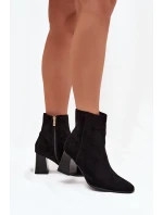 Dámské Botky Z Eko Semiše Na Podpatku Se Zipem Černé Zelita