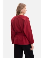 B297 Pletené sako bez límce s otevřenou přední částí - bordó