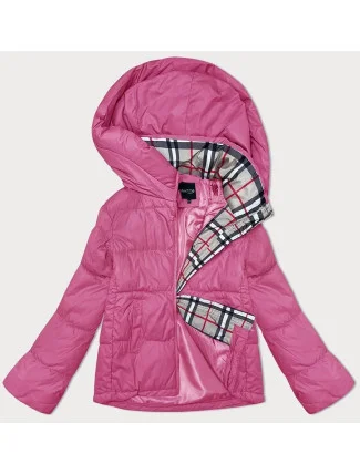 Volná růžová dámská bunda s kapucí Miss TiTi (2360) Volná růžová dámská bunda s kapucí Miss TiTi (2360)