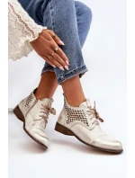 Zazoo 2878 Nízké Kozačky Kožené Dámské Stříbrné