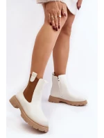 Dámské Chelsea kozačky na zip, White Ramhel Dámské Chelsea kozačky na zip, White Ramhel